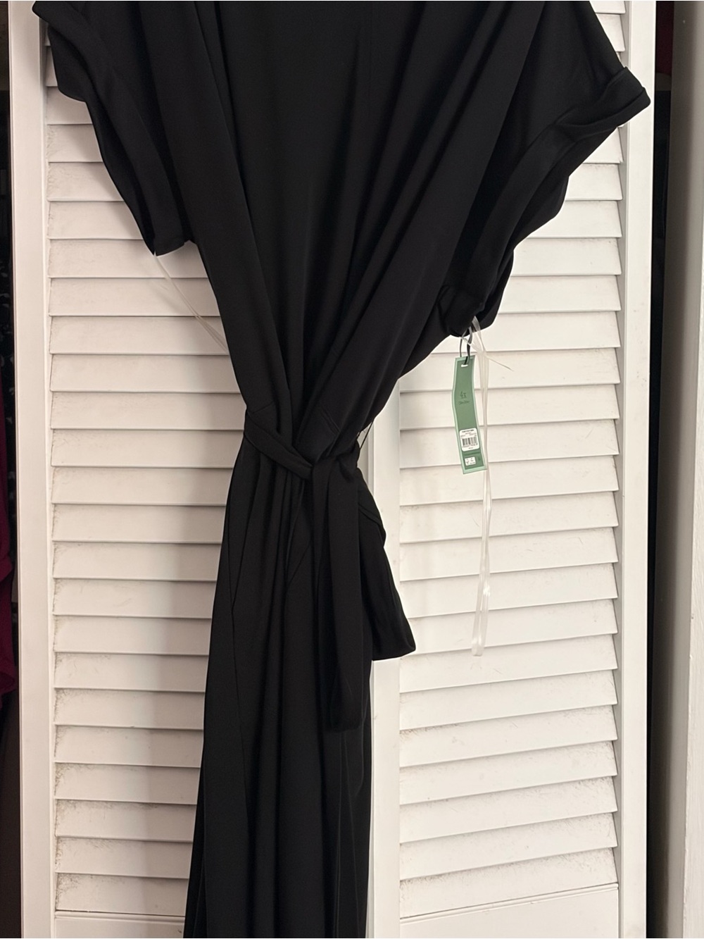 Terra & Sky Black Maxi Wrap Dress with Tie Waist